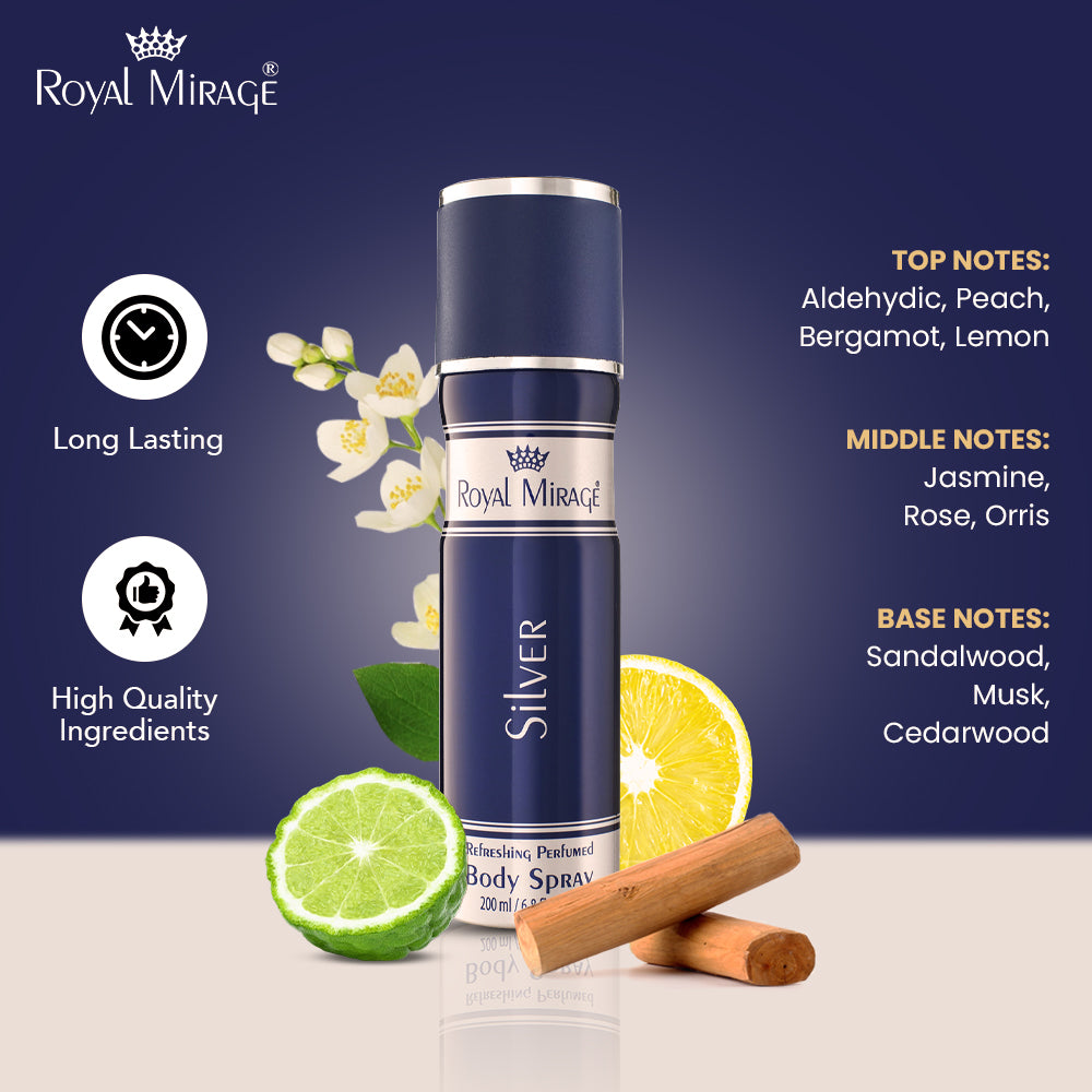 Royal Mirage Classics Silver Body Spray Unisex 200ml
