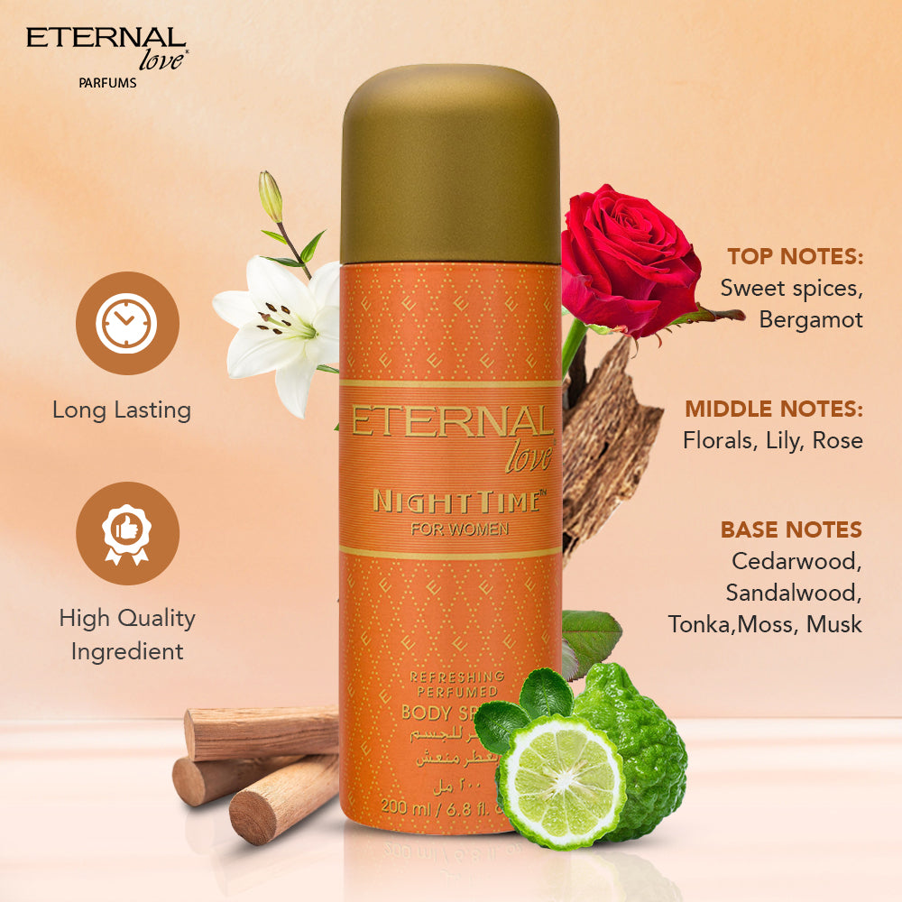 ETERNAL LOVE BODY SPRAY 200ML NIGHT TIME WOMEN