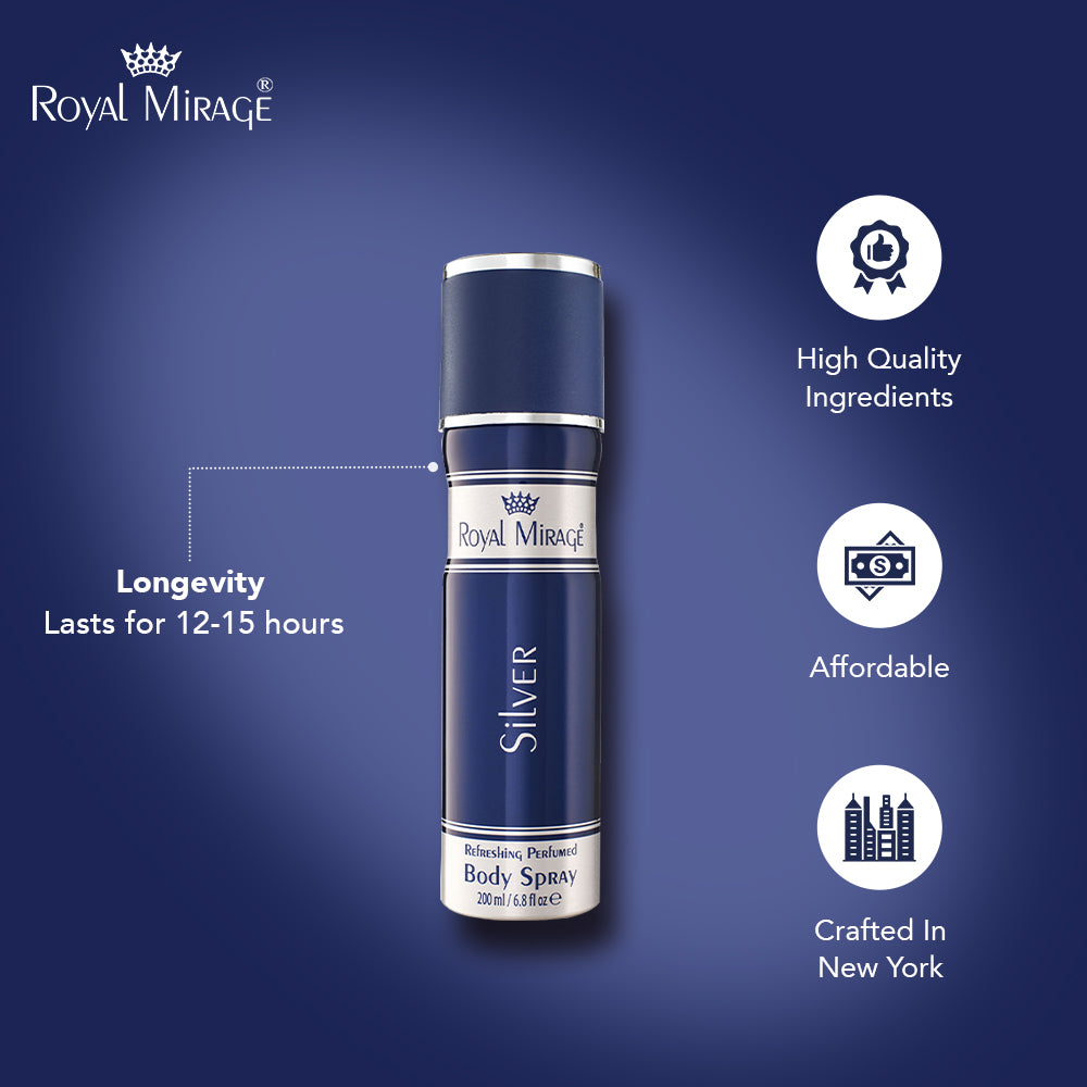 Royal Mirage Classics Silver Body Spray Unisex 200ml