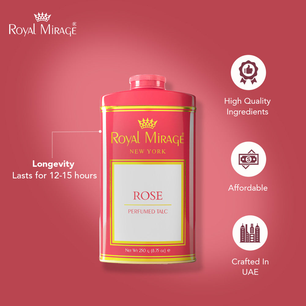 ROYAL MIRAGE TALC 250GM ROSE