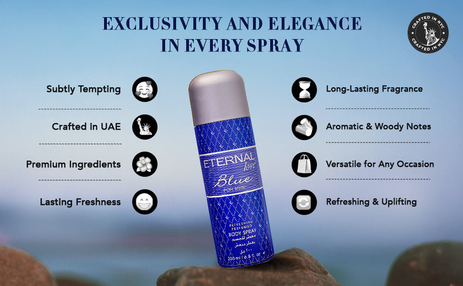 ETERNAL LOVE BODY SPRAY 200ML BLUE MEN - A+ Image 4