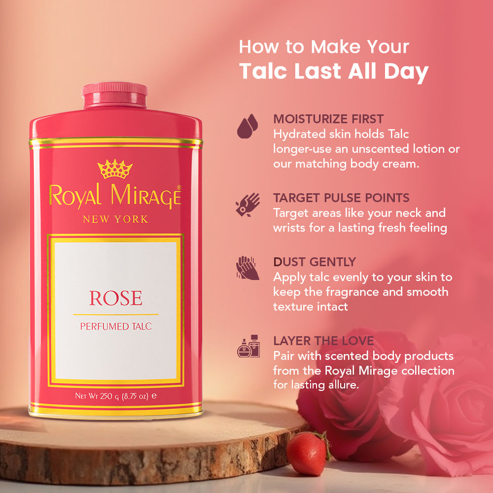 ROYAL MIRAGE TALC 250GM ROSE
