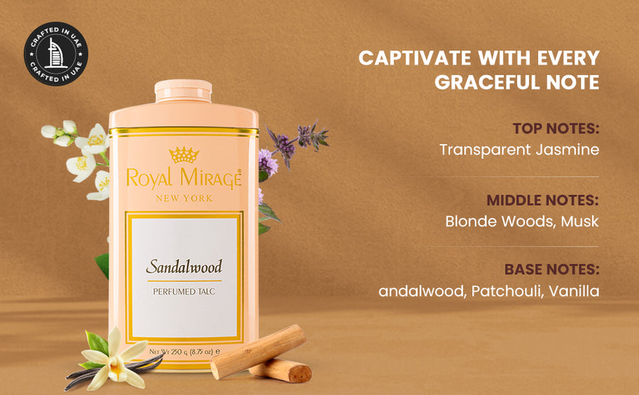ROYAL MIRAGE TALC 250GM SANDALWOOD - A+ Image 2