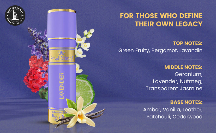 ROYAL MIRAGE BODY SPRAY 200ML LAVENDER - A+ Image 2