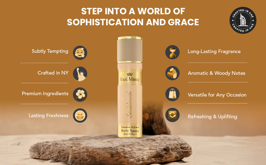 ROYAL MIRAGE BODY SPRAY 200ML SANDALWOOD - A+ Image 4