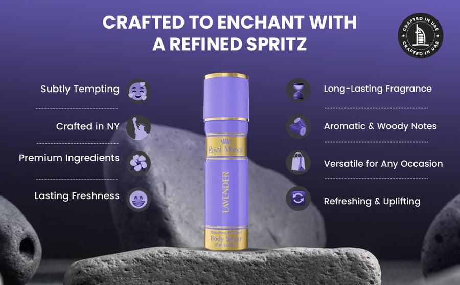ROYAL MIRAGE BODY SPRAY 200ML LAVENDER - A+ Image 4