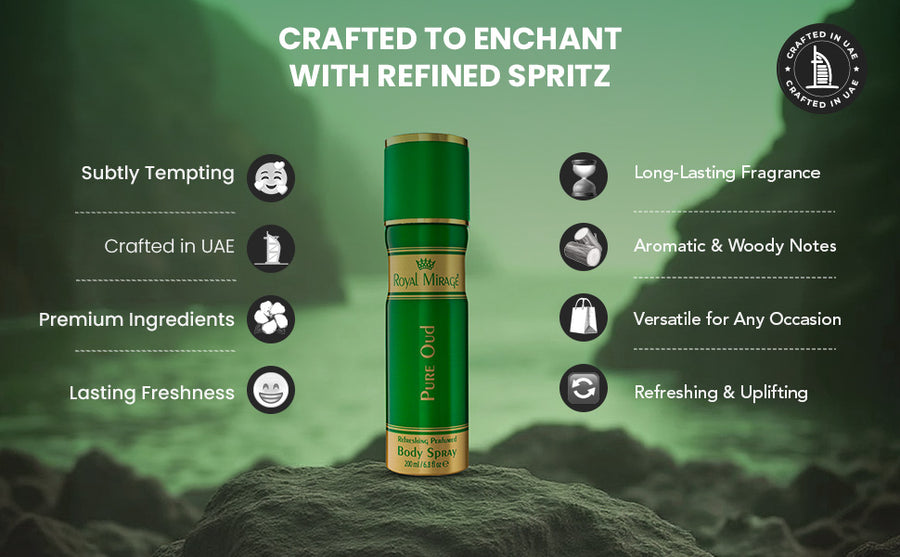 ROYAL MIRAGE BODY SPRAY 200ML PURE OUD - A+ Image 4